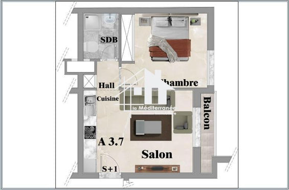 A vendre S+1 directe promoteur Ain Zaghouan