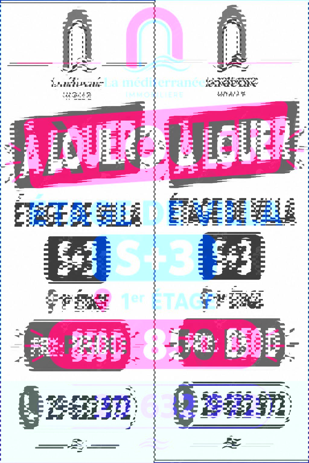 A louer un étage de villa S+3 situé au 1er étage
