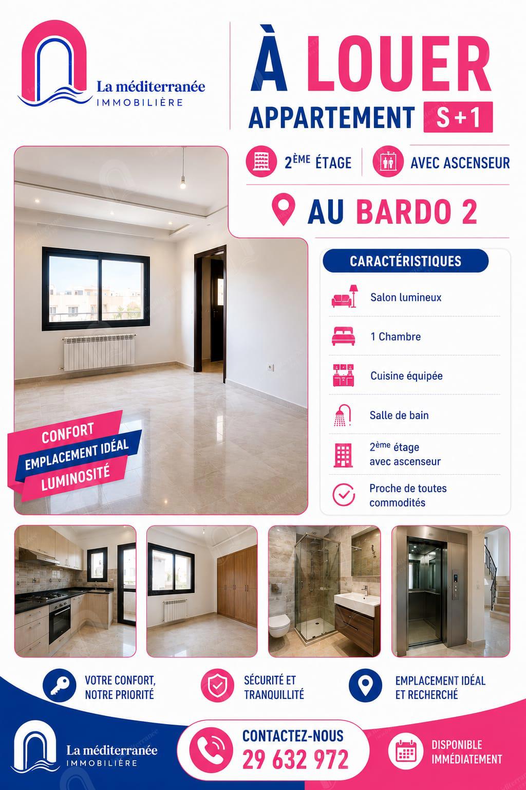 A louer un appartement S+1 hst au 1er étage