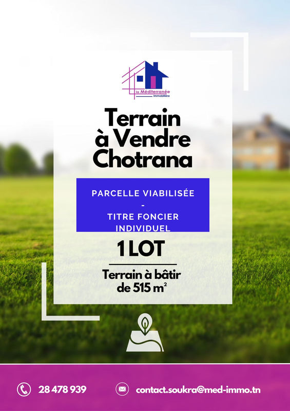 vente terrain à chotrana 3